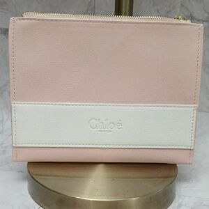 Chloé Pink and White Leather Cosmetic Pouch